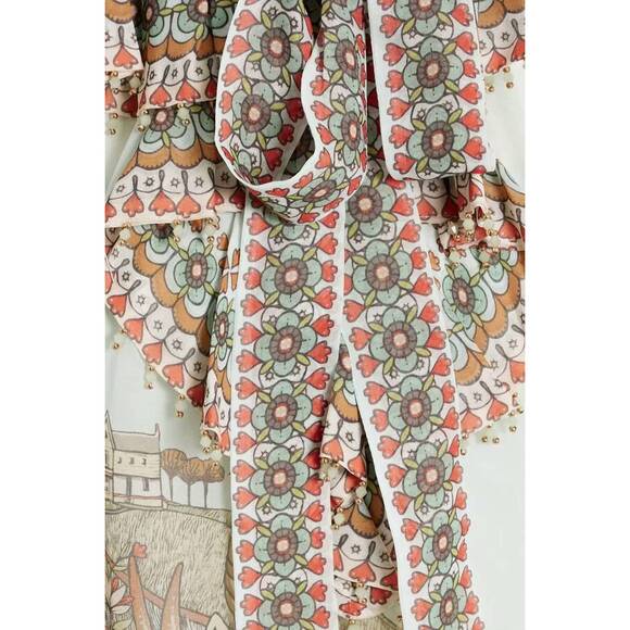 NEW ZIMMERMANN bead-embellished printed chiffon blouse in multi - Picture 3 of 4